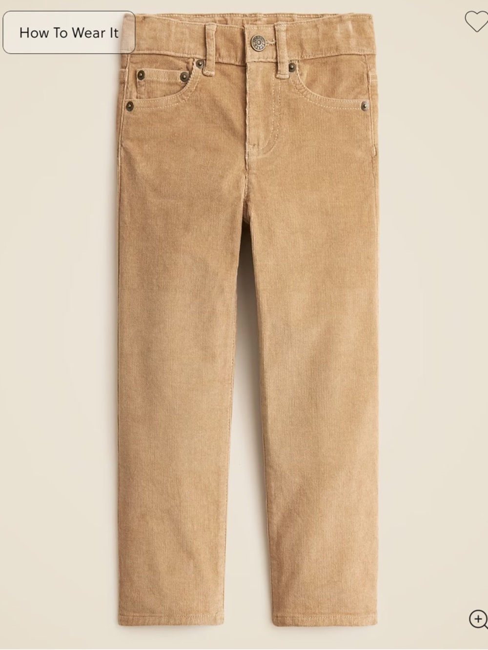 J crew khaki Kids' Straight-fit stretch corduroy pant